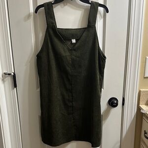 SHEIN Olive Corduroy Green Mini Dress/Jumper